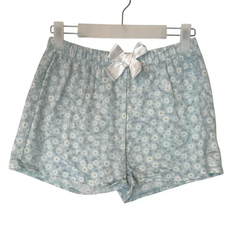 Abercrombie Kids Floral Daisy Elastic Waist Light Blue Sleep Shorts Size 11/12